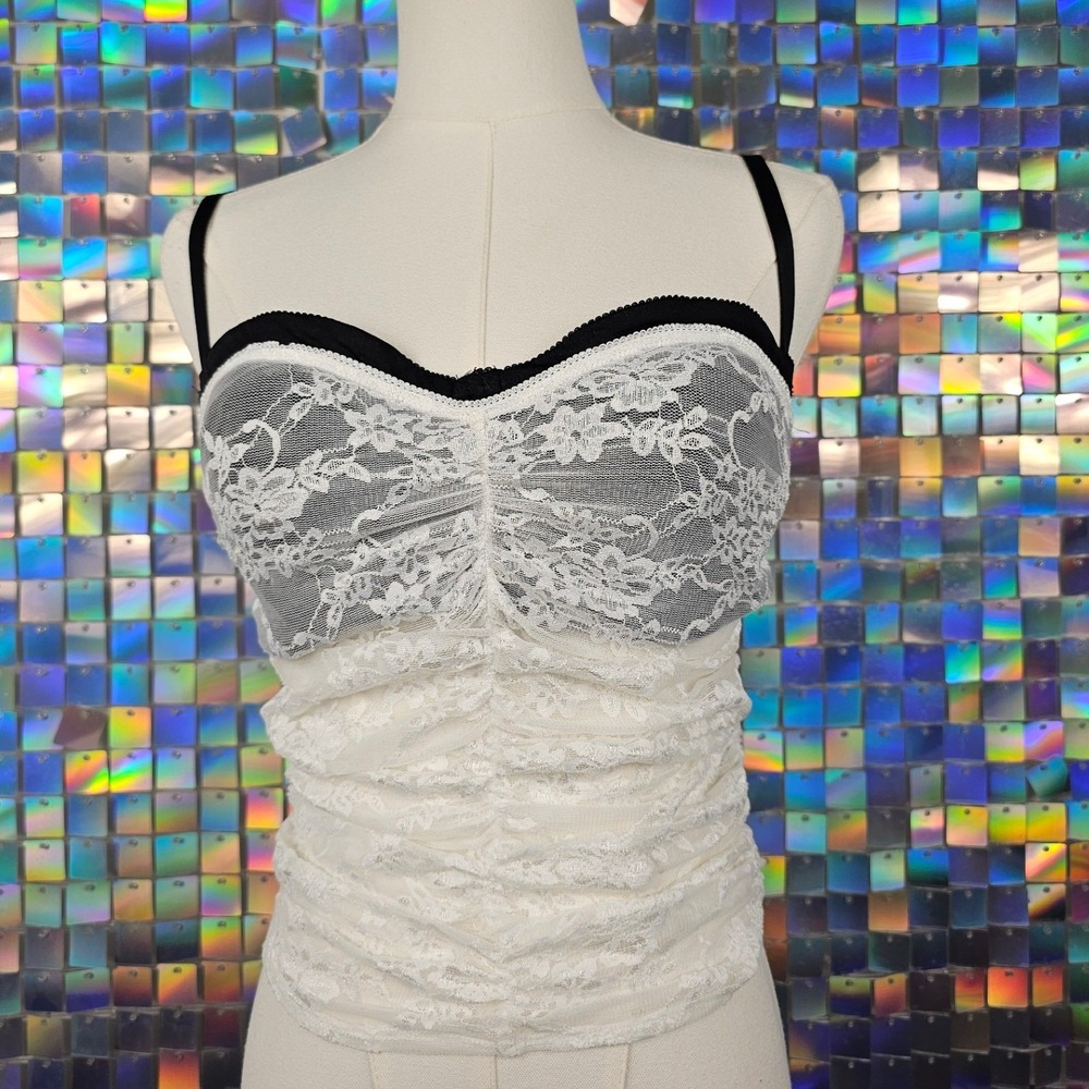 Edikted‎ Lace Bustier Cami Top Womens Large Layered NWT Ruched Amy Winehouse